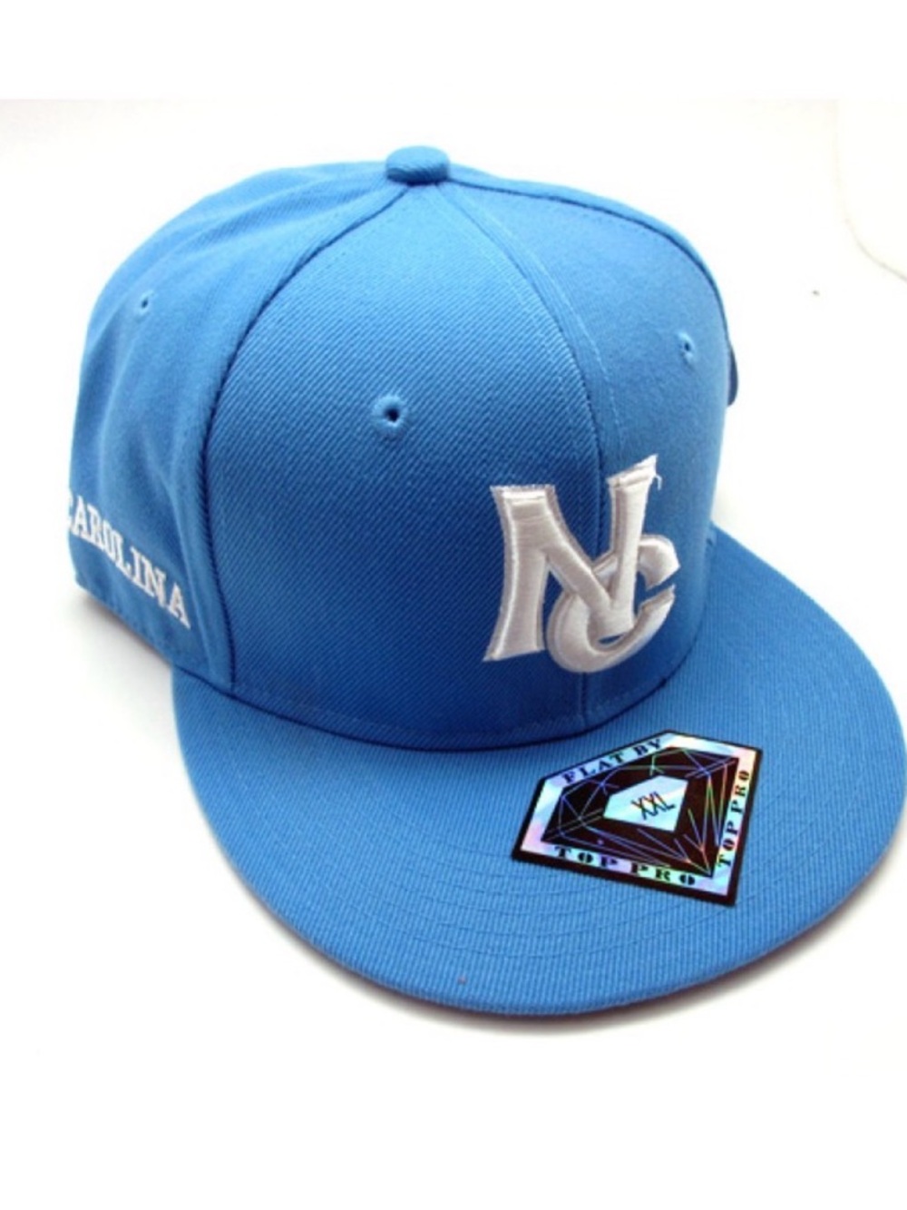 NC Embroidered Light Blue Mens fitted Hat 2x